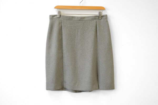 Sage Crepe Lined Mini Skirt with Slit