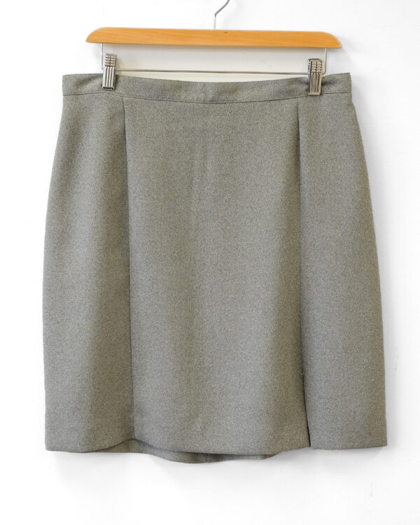 Sage Crepe Lined Mini Skirt with Slit