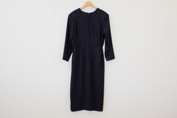 Navy Tailored Crepe Button Front Dress