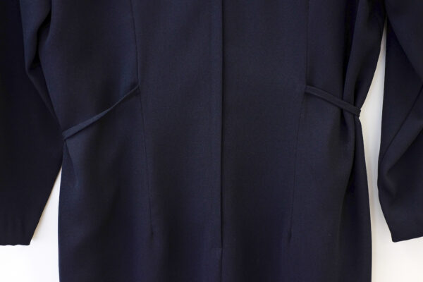 Navy Tailored Crepe Button Front Dress