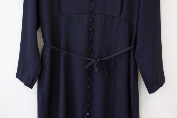 Navy Tailored Crepe Button Front Dress