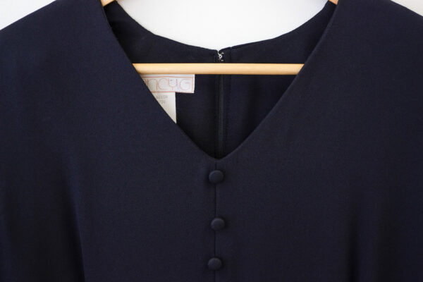 Navy Tailored Crepe Button Front Dress