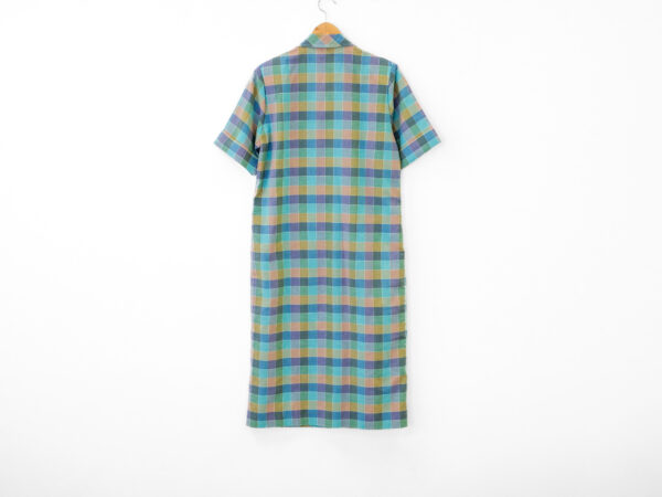 Plaid Woven Mid-Length Dress with Button Front