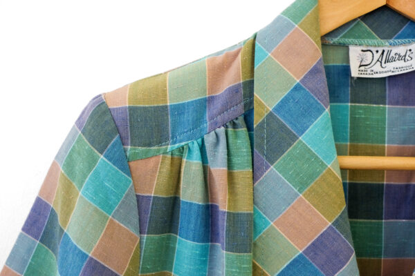 Plaid Woven Mid-Length Dress with Button Front