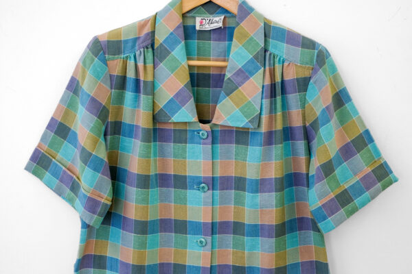 Plaid Woven Mid-Length Dress with Button Front