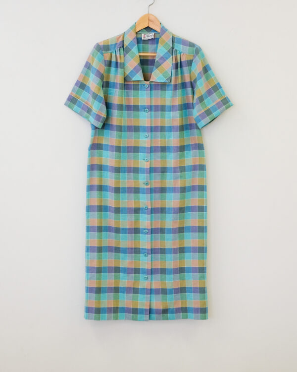 Plaid Button Front Midi Dress