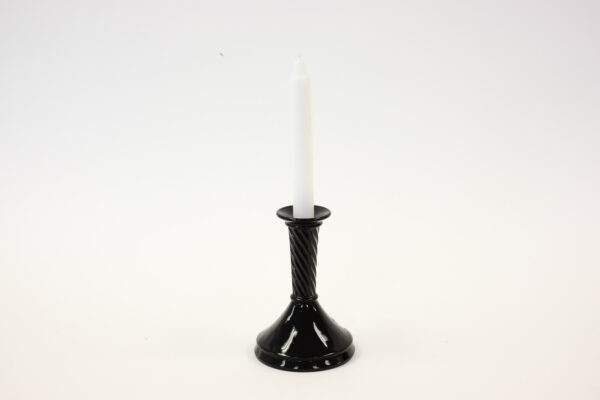 Art Deco Amethyst Black Twisted Glass Candle Holder