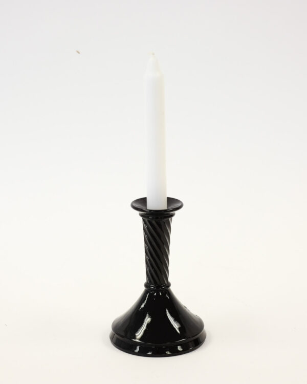 Art Deco Amethyst Black Twisted Glass Candle Holder