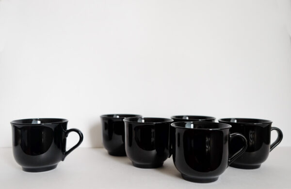 Arcoroc Black Glass Teacup Set of 6