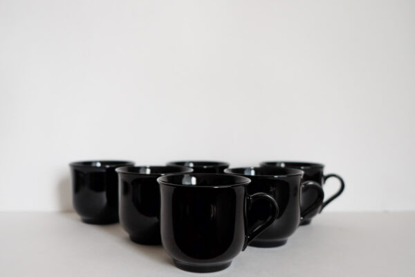 Arcoroc Black Glass Teacup Set of 6