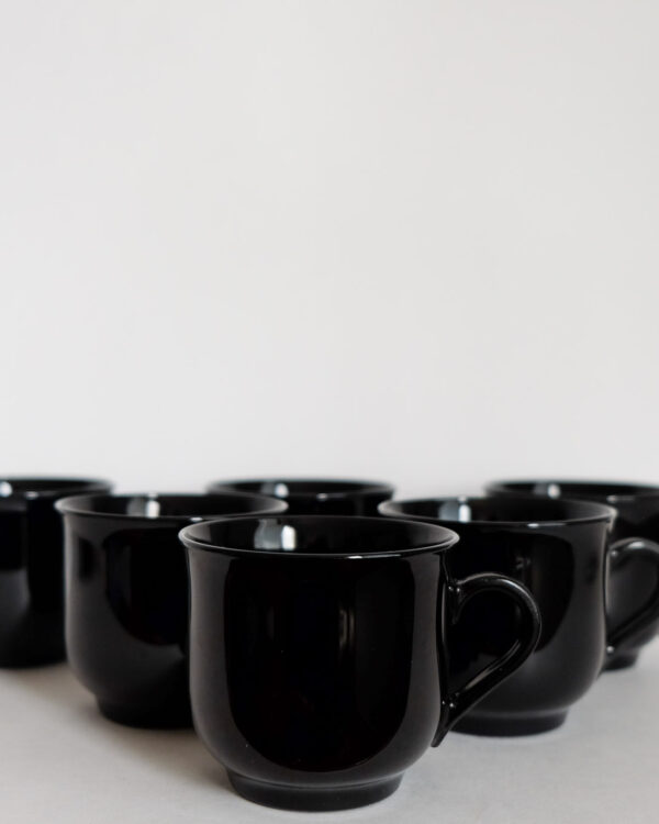 Arcoroc Black Glass Teacup Set of 6