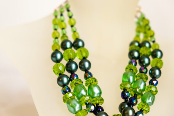 Green Glass Bead Layered Necklace