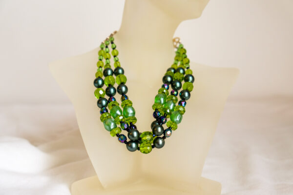 Green Glass Bead Layered Necklace