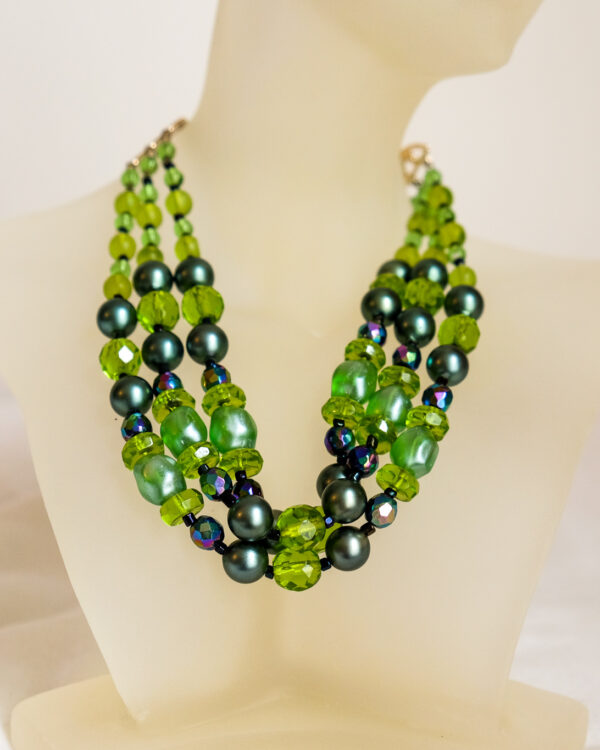 Green Glass Bead Layered Necklace