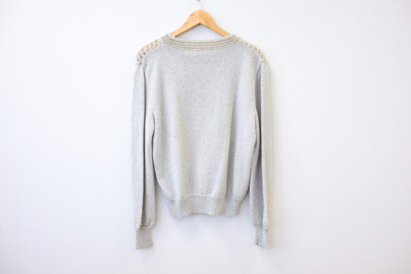 Pastel Glittery Sweater with Gold Beading