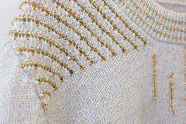 Pastel Glittery Sweater with Gold Beading