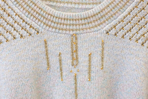 Pastel Glittery Sweater with Gold Beading - Image 2