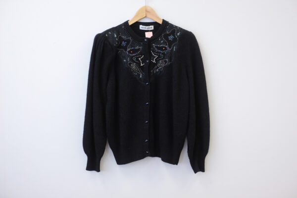 Black Cardigan with Beaded Embellishments