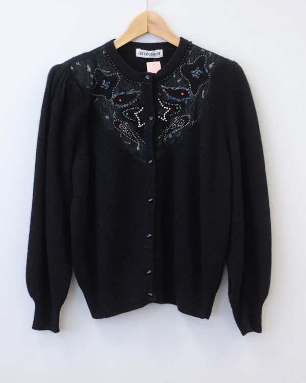 Black Cardigan with Beaded Embellishments