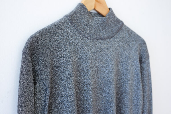 Silver Metallic Cotton Mock Neck