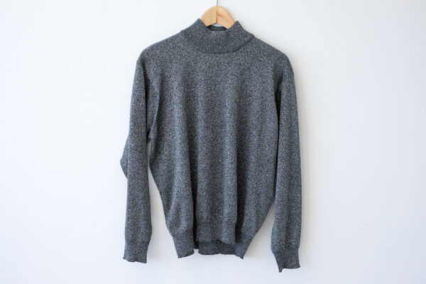 Silver Metallic Cotton Mock Neck