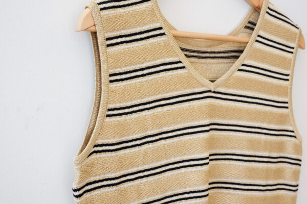 St. John Gold and Black Striped Top