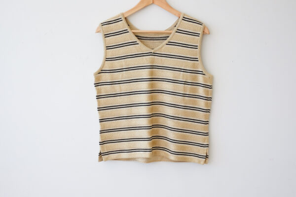 St. John Gold and Black Striped Top