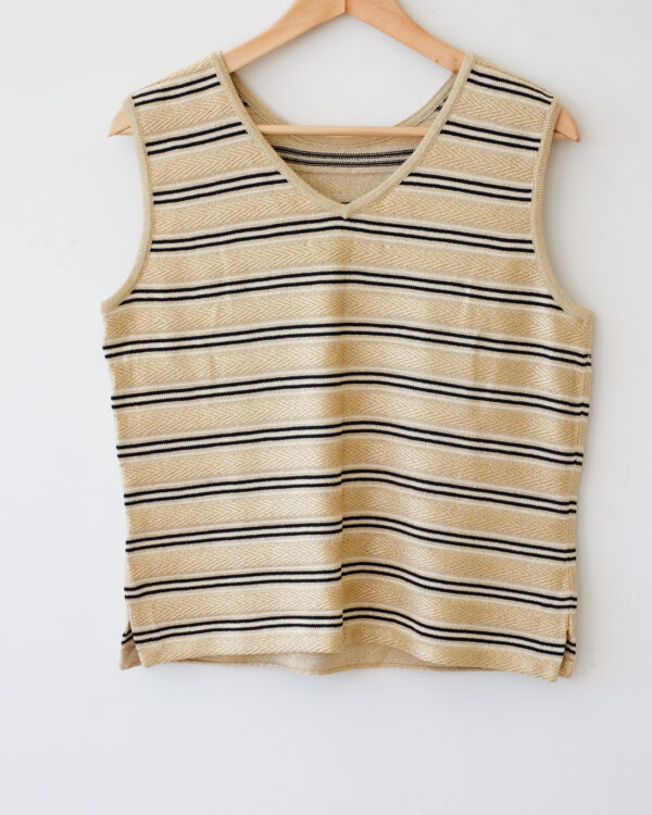 St. John Gold and Black Striped Top