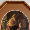 Family Scene in Gold Octagon Frame