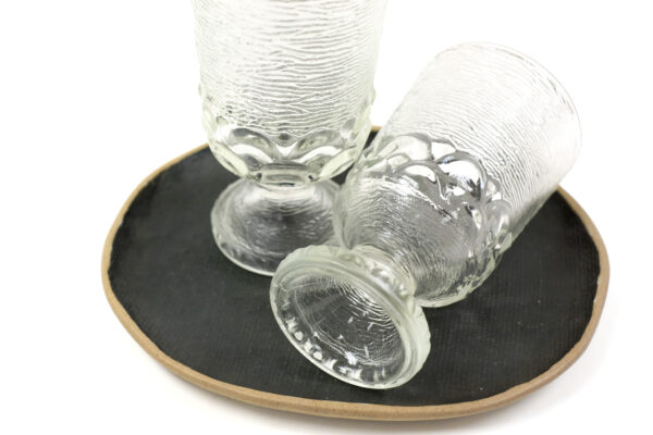 MCM Bark Glass Goblets with Scallop Pattern