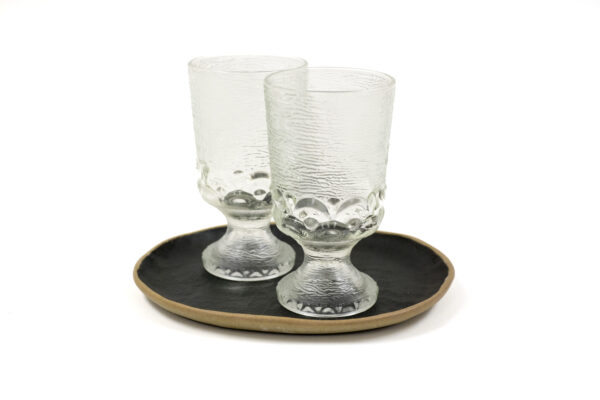 MCM Bark Glass Goblets with Scallop Pattern