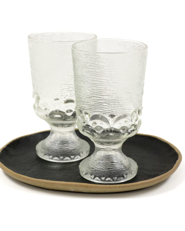 MCM Bark Glass Goblets with Scallop Pattern