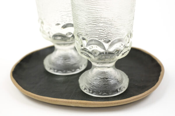 MCM Bark Glass Goblets with Scallop Pattern