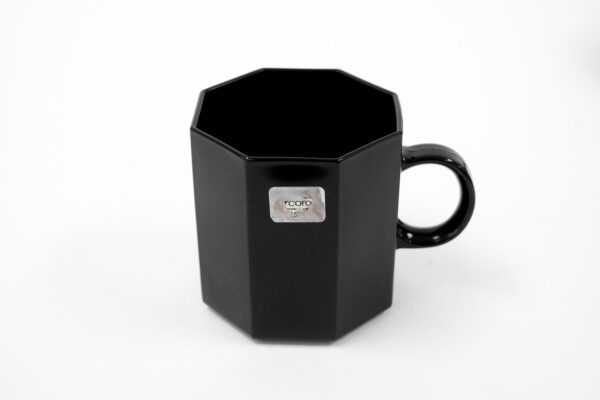 Arcoroc Octime Black Glass Mug and Saucer Set of 4