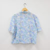 Blue Patterned Stretch Blouse with Necktie