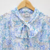 Blue Patterned Stretch Blouse with Necktie