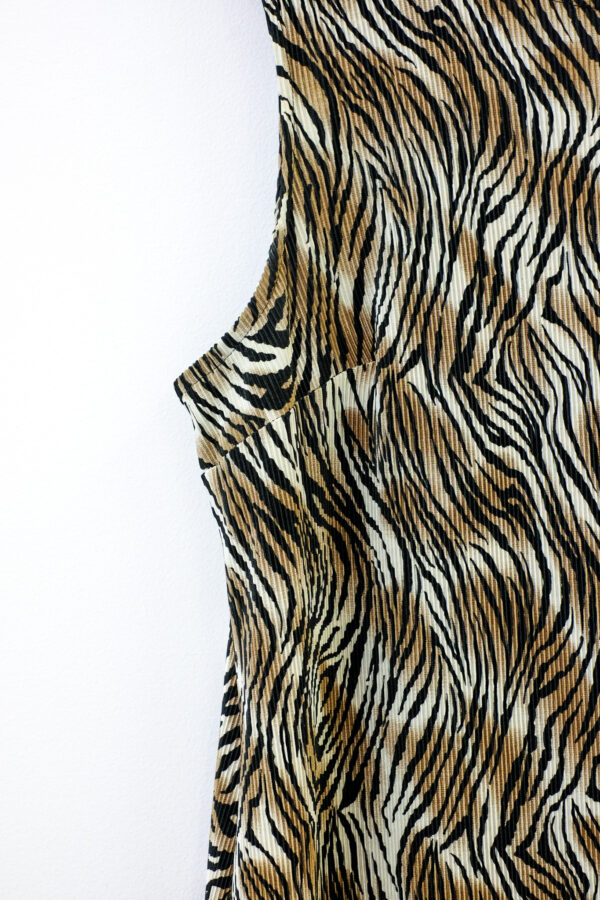 Zebra Print Crinkle Knit Maxi Dress