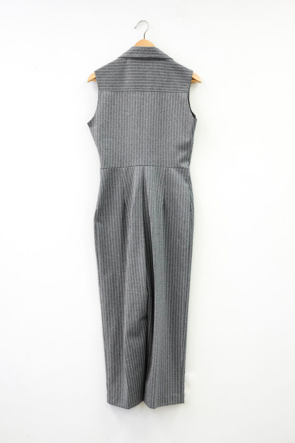 Grey Striped Knit Jumpsuit