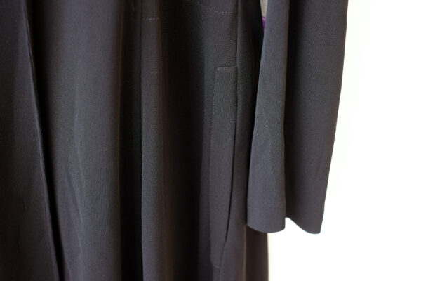 Black Rayon Fit and Flare Seamed Jacket