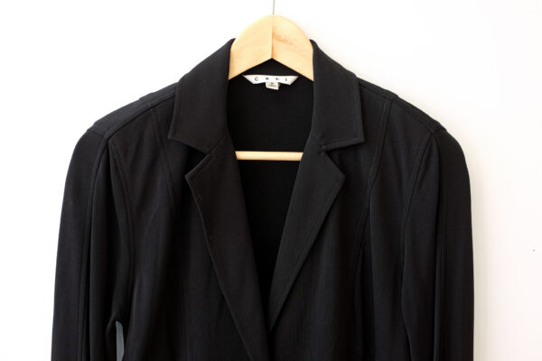 Black Rayon Fit and Flare Seamed Jacket