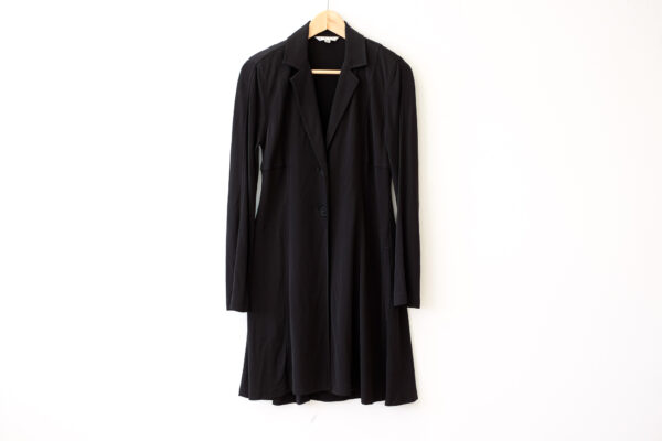 Black Rayon Fit and Flare Seamed Jacket