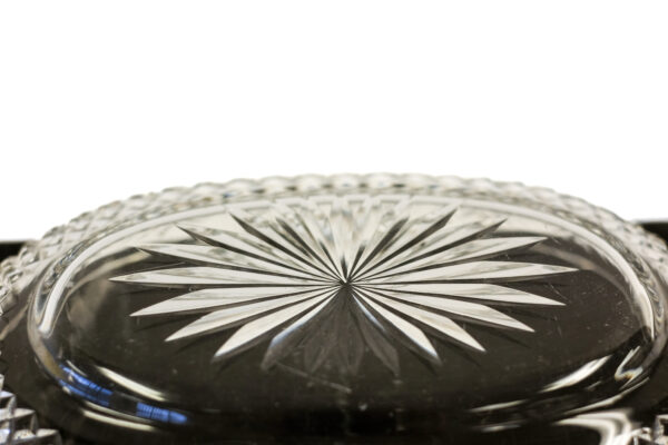 Oval Lead Crystal Dish with Hex and Fan Cuttings