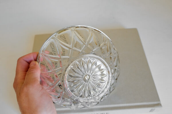 Reims France Silver Rim Glass Bowl with Daisy