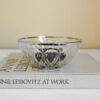 Reims France Silver Rim Glass Bowl with Daisy