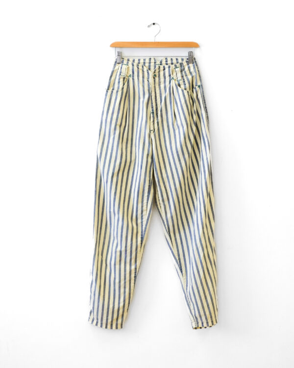 60s Vintage Striped Conductor Style Cotton Pants Made in Italy