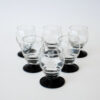 1940's Etched Aperitif Glasses with Black Bases Set of 6