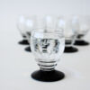 1940's Etched Aperitif Glasses with Black Bases Set of 6
