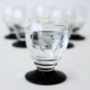 1940's Etched Aperitif Glasses with Black Bases Set of 6