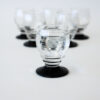 1940's Etched Aperitif Glasses with Black Bases Set of 6