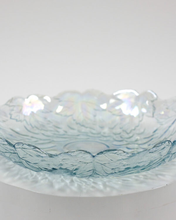 Light Blue Carnival Glass Grape Cluster Platter